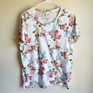 Chico’s Weekends White Floral Scoopneck Short Sleeve Tee T-shirt 2